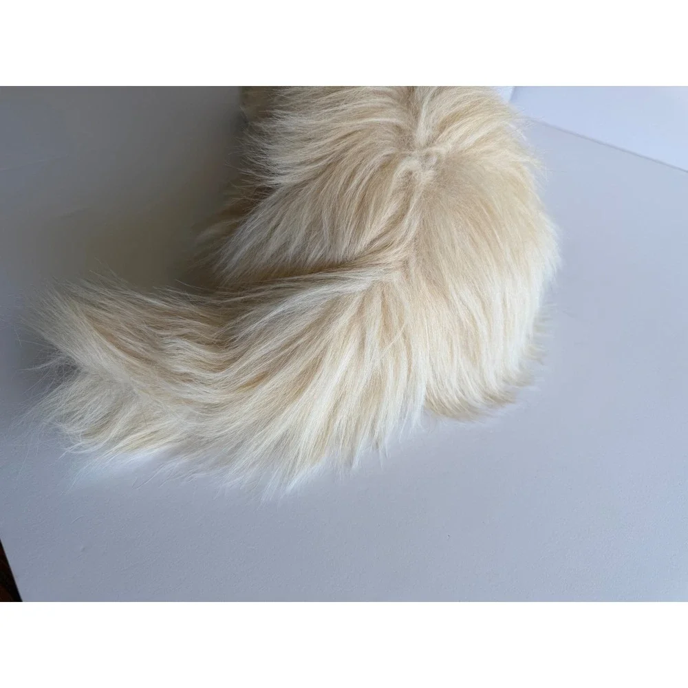Commonwealth Toy Plush Cat Cream Long Hair Blue Eyes Teal‎ Bow Vintage Style